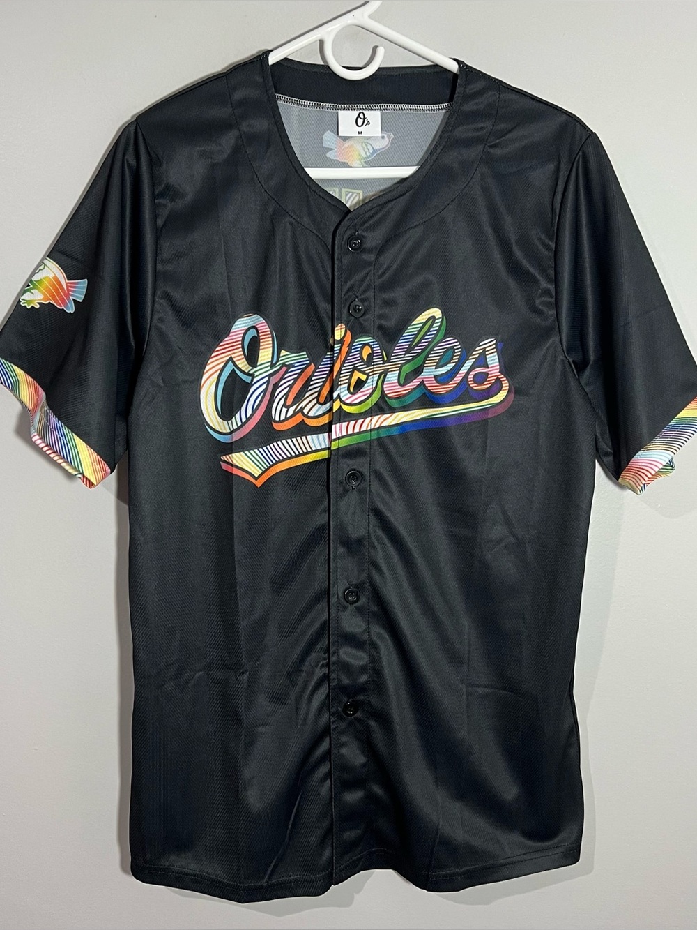 MLB Baltimore Orioles Black Rainbow Pride Baseball Jersey Adult Medium
